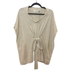 Anthropologie Sparrow tie front poncho transitional sweater oatmeal small boho